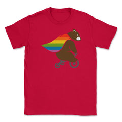 Rainbow Flag Bear Hero Gay Pride print Unisex T-Shirt - Red