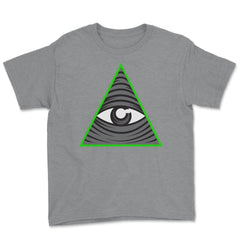 Conspiracy Theory All-Seeing Eye Funny Design Gift  graphic Youth Tee - Grey Heather