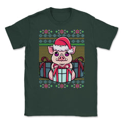 Pig Ugly Christmas Sweater Style Funny Unisex T-Shirt - Forest Green