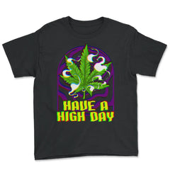 Funny Marijuana Have A High Day Cannabis Weed Vaporwave product Youth - Black