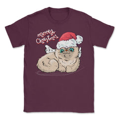 Merry Christmas Angel Cat Funny Humor T-Shirt Tee Gift Unisex T-Shirt - Maroon