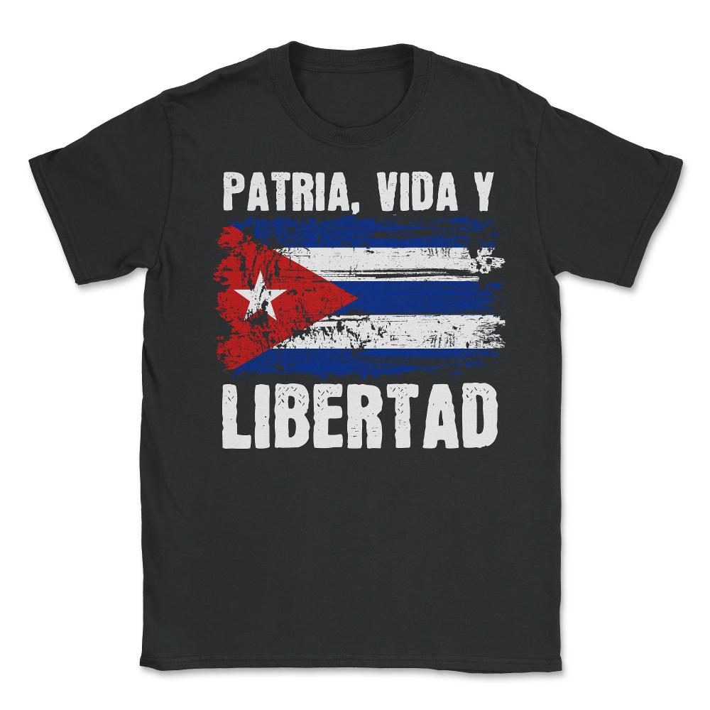 Patria, Vida y Libertad Cuban Flag Distressed Grunge product - Unisex T-Shirt - Black