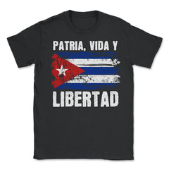 Patria, Vida y Libertad Cuban Flag Distressed Grunge product - Unisex T-Shirt - Black