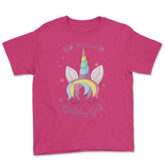 Best Friend of the Birthday Girl! Unicorn Face product Youth Tee - Heliconia