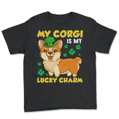 Saint Patty's Day Theme Irish Corgi Dog Funny Humor Gift design - Youth Tee - Black