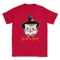 Trick or Treat Cat Face Funny Halloween costume Unisex T-Shirt - Red