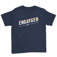 Engayged Rainbow Flag Gay Pride Engaged Design product Youth Tee - Navy
