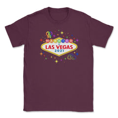 Married In Las Vegas 2021 Lesbian Pride graphic Unisex T-Shirt - Maroon