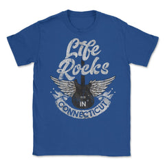 Life Rocks In Connecticut Electric Guitar With Wings print Unisex - Royal Blue