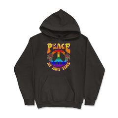 Peace At Any Time Motivational Rainbow Peace Meme graphic Hoodie - Black
