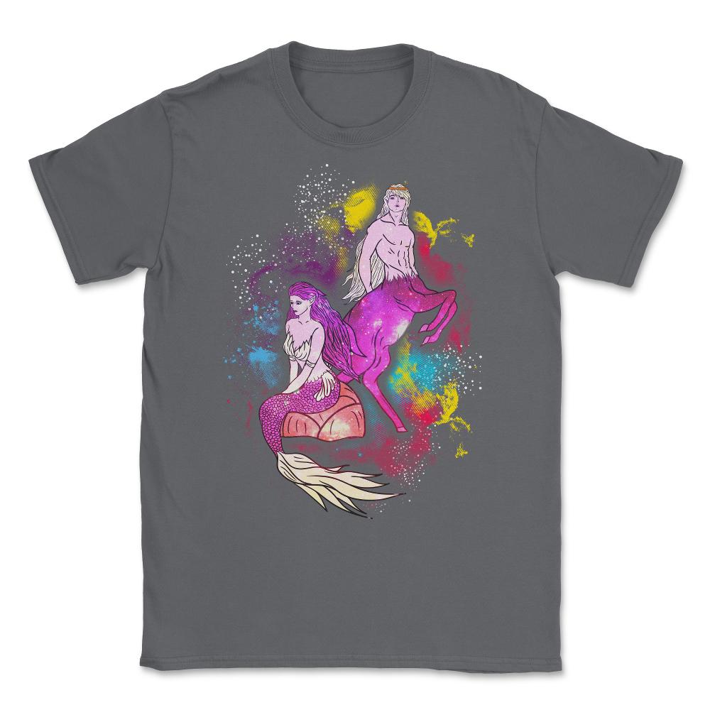 Mermaid & Centaur With Colorful Paint Splashes Background product - Smoke Grey