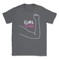 Girl Power Flexing Arm T-Shirt Feminism Shirt Top Tee Gift Unisex - Smoke Grey