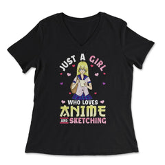 Just a Girl Who Loves Anime and Sketching Gift product - Women's V-Neck Tee - Black