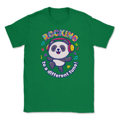 Rocking to a Different Tune Autism Awareness Panda graphic Unisex - Green
