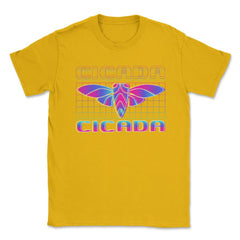 Retro Vintage Vaporwave Cicada Glitch Design product Unisex T-Shirt - Gold