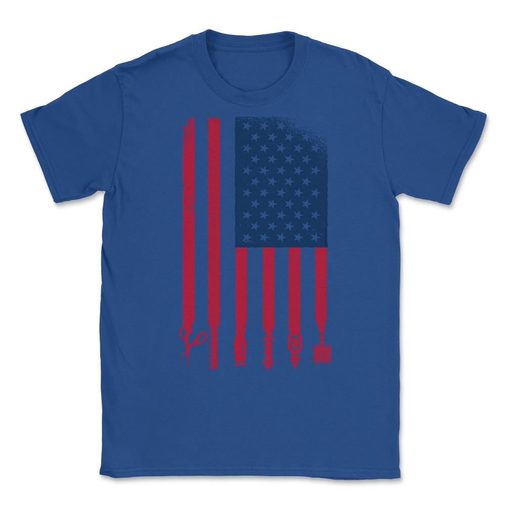 Barber Patriotic USA Flag Barber Tools Meme Grunge product Unisex - Royal Blue