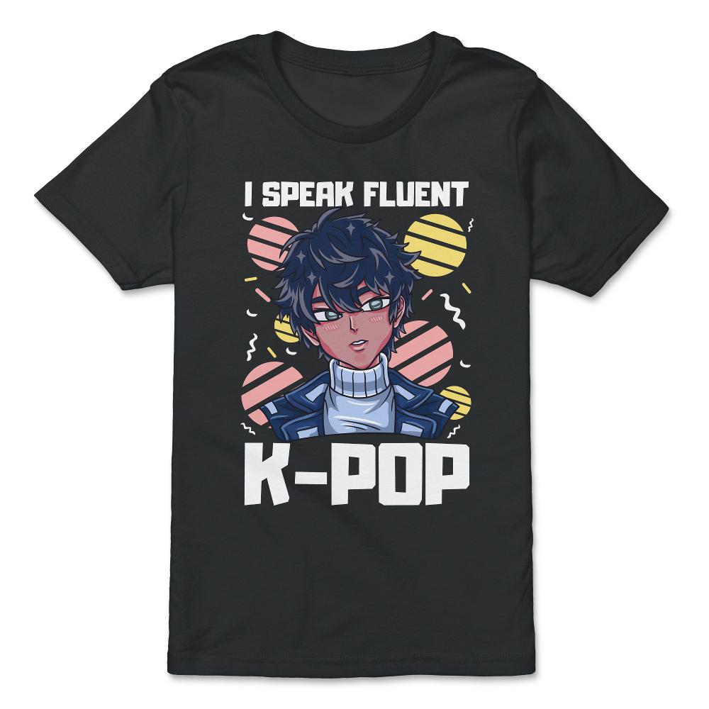 I speak Fluent K-Pop Anime Korean Guy for Music Fans graphic - Premium Youth Tee - Black