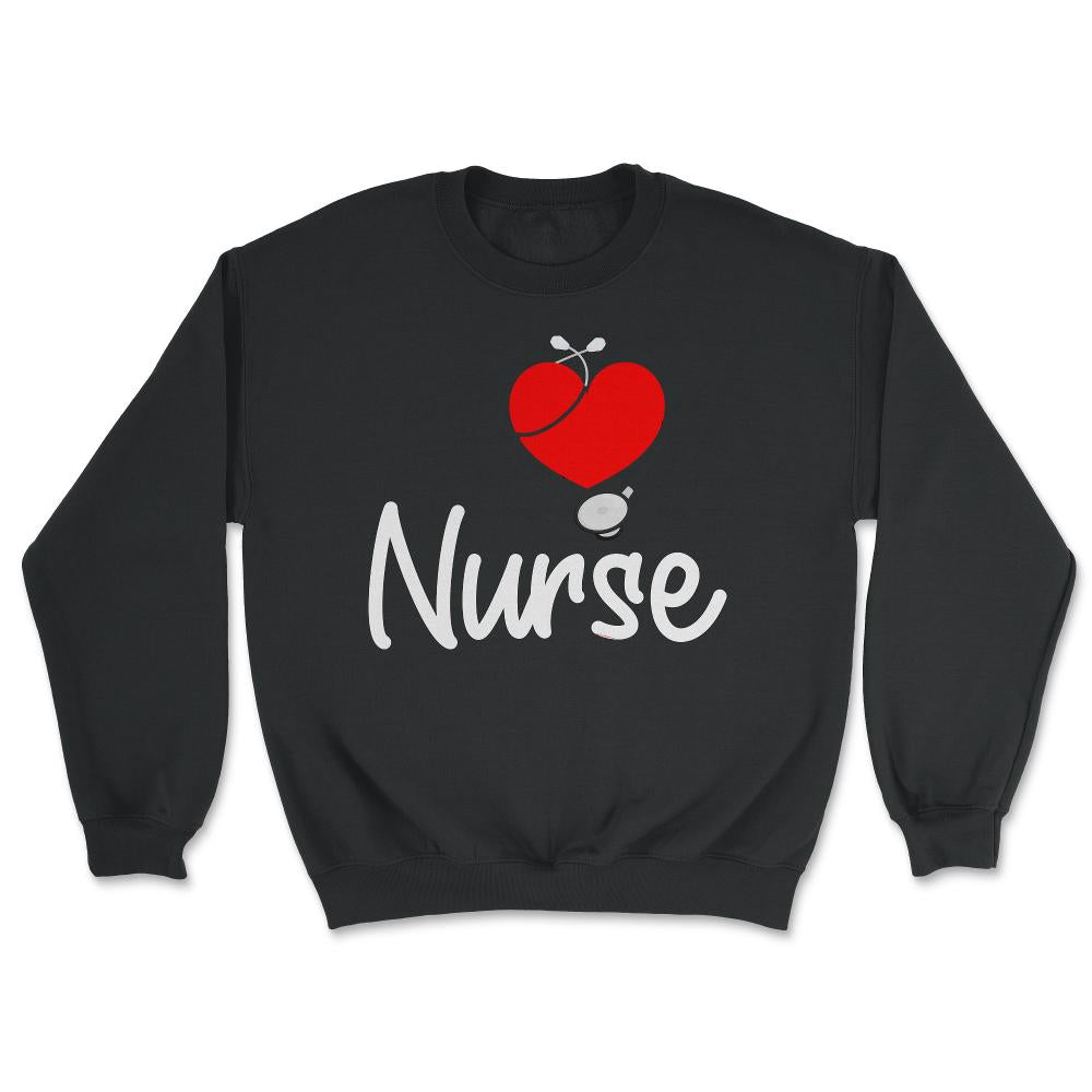 Nurse Heart With Stethoscope RN Nurse Practitioner Nursing product - Unisex Sweatshirt - Black