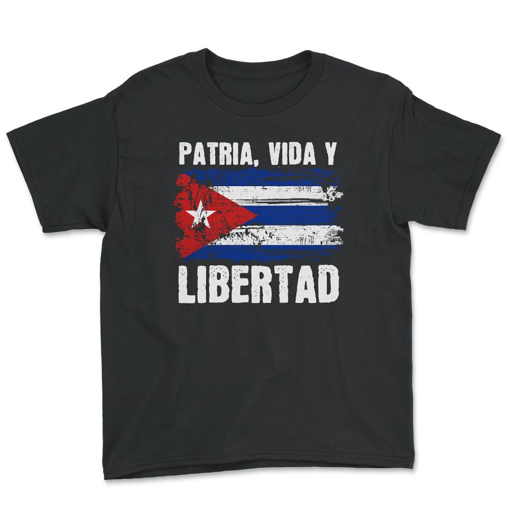 Patria, Vida y Libertad Cuban Flag Distressed Grunge product - Youth Tee - Black