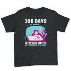100 Days of School In The Home Stretch Of The School Year graphic - Youth Tee - Black