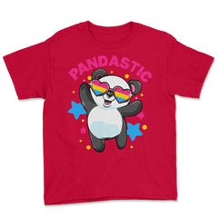 Pandastic Pansexual Pride Flag Rainbow Kawaii Panda print Youth Tee - Red
