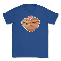 Sloth Love Heart Funny Humor Valentine T-Shirt Unisex T-Shirt - Royal Blue