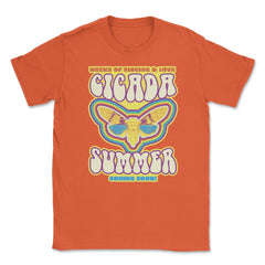 Cicada Summer Retro Vintage Art Meme design Unisex T-Shirt - Orange