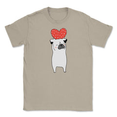Dog with Heart Happy Valentine Funny Gift print Unisex T-Shirt - Cream