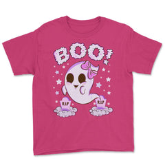 Boo! Girl Cute Ghost Funny Humor Halloween Youth Tee - Heliconia