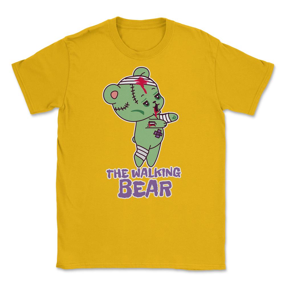The Walking Bear Funny Halloween Zombie Bear Unisex T-Shirt - Gold