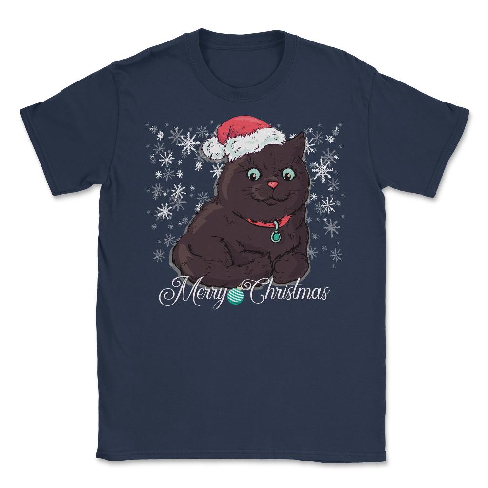 Merry Christmas Cat Funny Humor T-Shirt Tee Gift Unisex T-Shirt - Navy