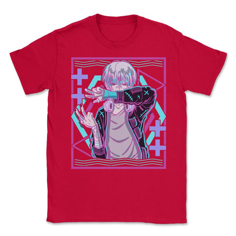 Kawaii Pastel Goth Male Goth Anime Boy print Unisex T-Shirt - Red