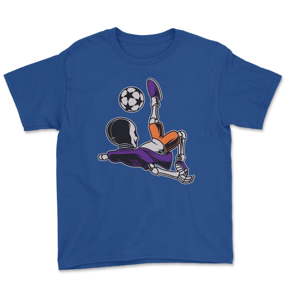 Soccer Skeleton Halloween Soccer Player Halloween print Youth Tee - Royal Blue