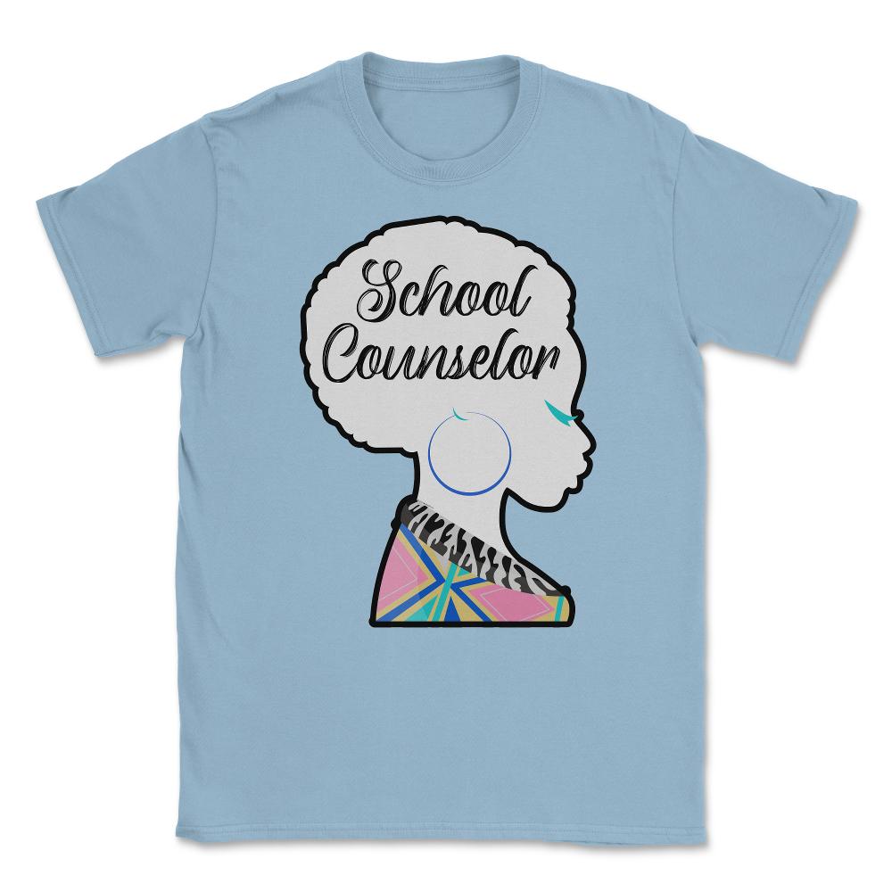 School Counselor Woman African American Roots Afro Hair design Unisex - Light Blue