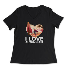 I Love Autumn Air Heart Design Gift design - Women's V-Neck Tee - Black
