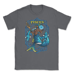 Pisces Zodiac Sign Warrior Anime Style Merman print Unisex T-Shirt - Smoke Grey