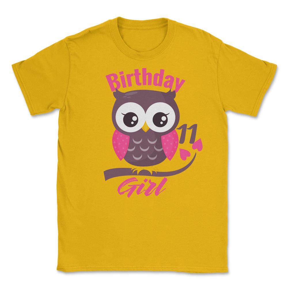 Owl on a tree branch CharacterFunny 11th Birthday girl design Unisex - Gold