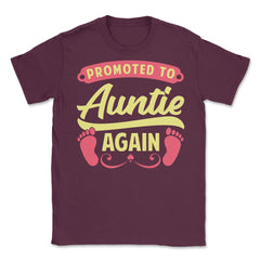 Funny Promoted To Auntie Again Pregnancy Announcement Aunt graphic - Maroon