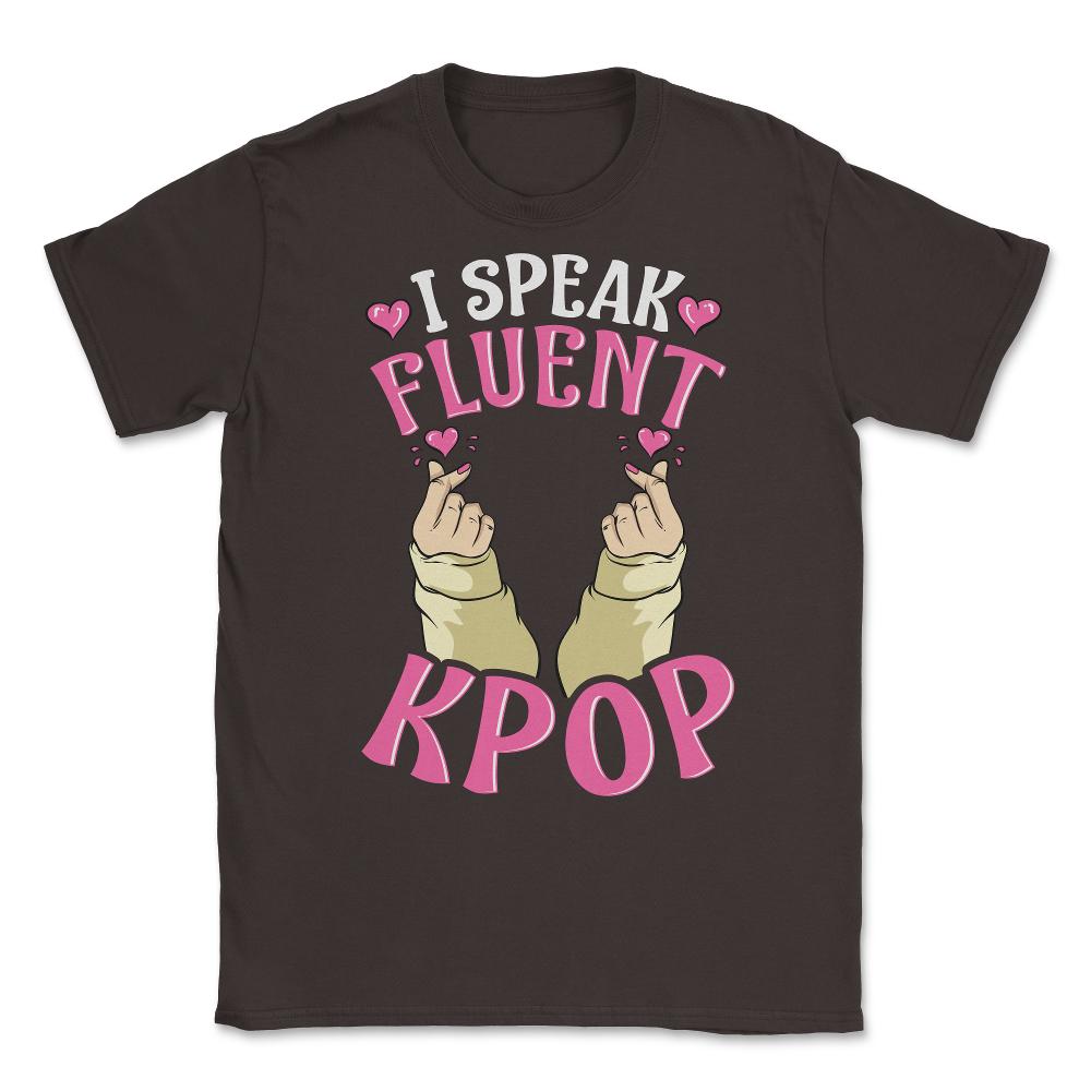 I speak Fluent K-Pop Korean Love Sign Fingers for Music Fans print - Brown