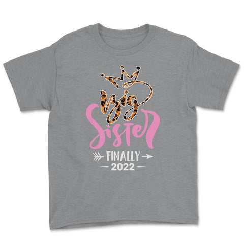 Funny Big Sister Finally 2022 Leopard Print Promoted To design Youth - Grey Heather