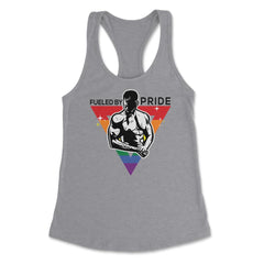 Fueled by Pride Gay Pride Guy in Rainbow Triangle2 Gift design - Grey Heather