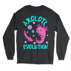 Funny Axolotl Lover Mexican Salamander Evolution design - Long Sleeve T-Shirt - Black
