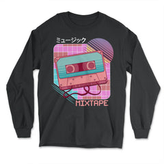 Mixtape Japanese Aesthetic Cassette Vaporwave 80’s & 90’s design - Long Sleeve T-Shirt - Black