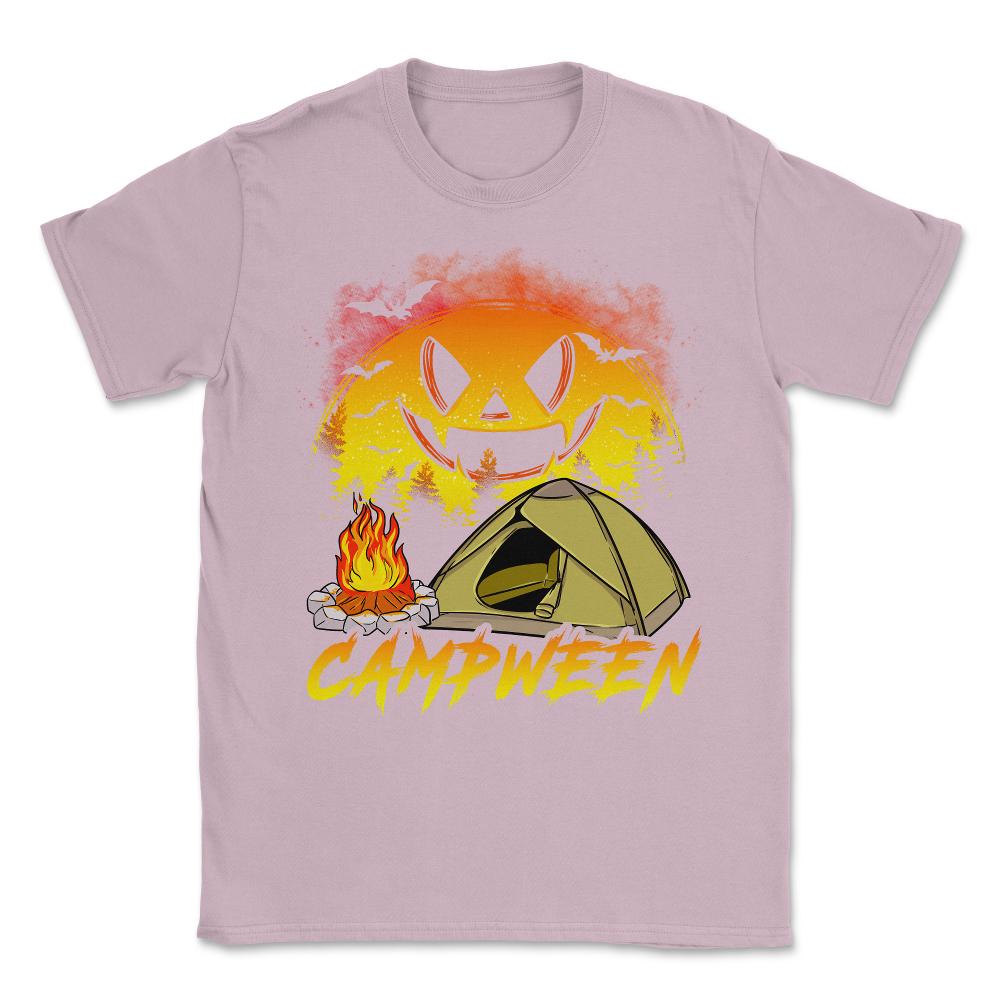Halloween + Camping = Campween Funny Jack O-Lanter Unisex T-Shirt - Light Pink