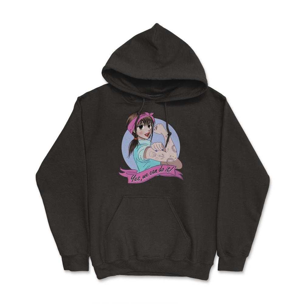 Yes, we can do it! Anime Girl Feminist Hoodie - Black