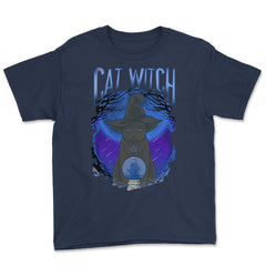 Cat Witch Mysterious Halloween Character Costume Design graphic Youth - Navy