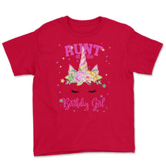 Aunt of the Birthday Girl! Unicorn Face Theme Gift design Youth Tee - Red