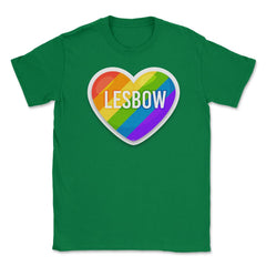 Lesbow Rainbow Heart Gay Pride product design Tee Gift Unisex T-Shirt - Green