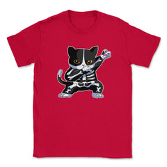 Cat Dabbing in Halloween Skeleton Costume Funny Cute product Unisex - Red