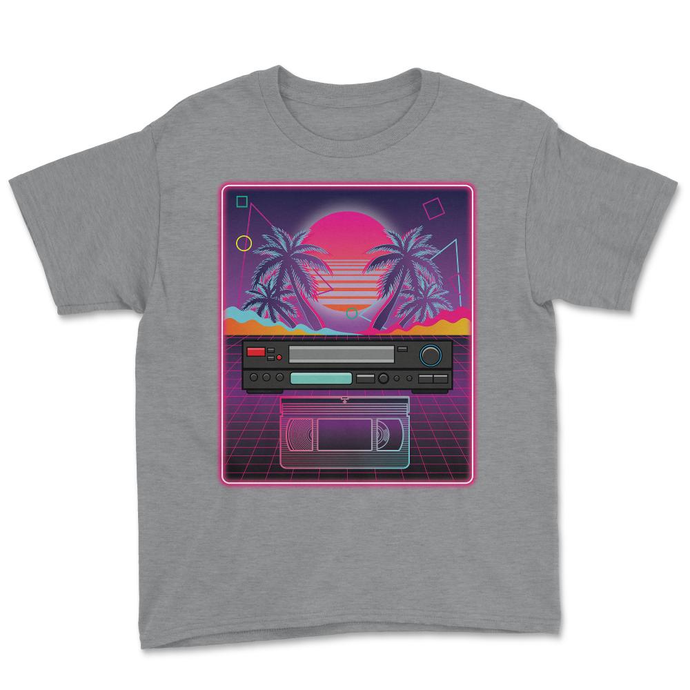 Vaporwave 80s 90s VCR Player & Tape Retro Vintage Grid graphic Youth - Grey Heather